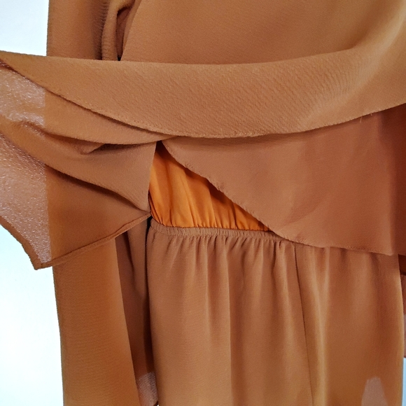 SHE + SKY Bell Flare Sleeves Burnt Orange Romper - Picture 5 of 10